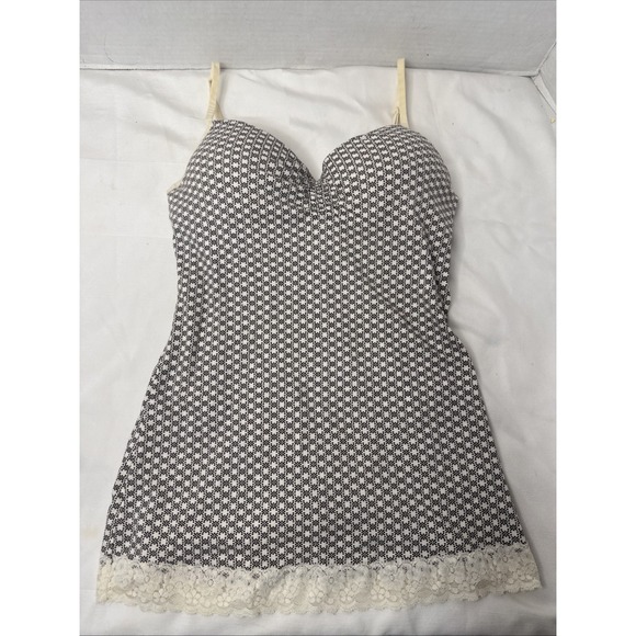 L.E.I. Tops - LEI Vintage Y2K Dot Black White Lace Cami Tank Bra Top Sweetheart Cotton Baby